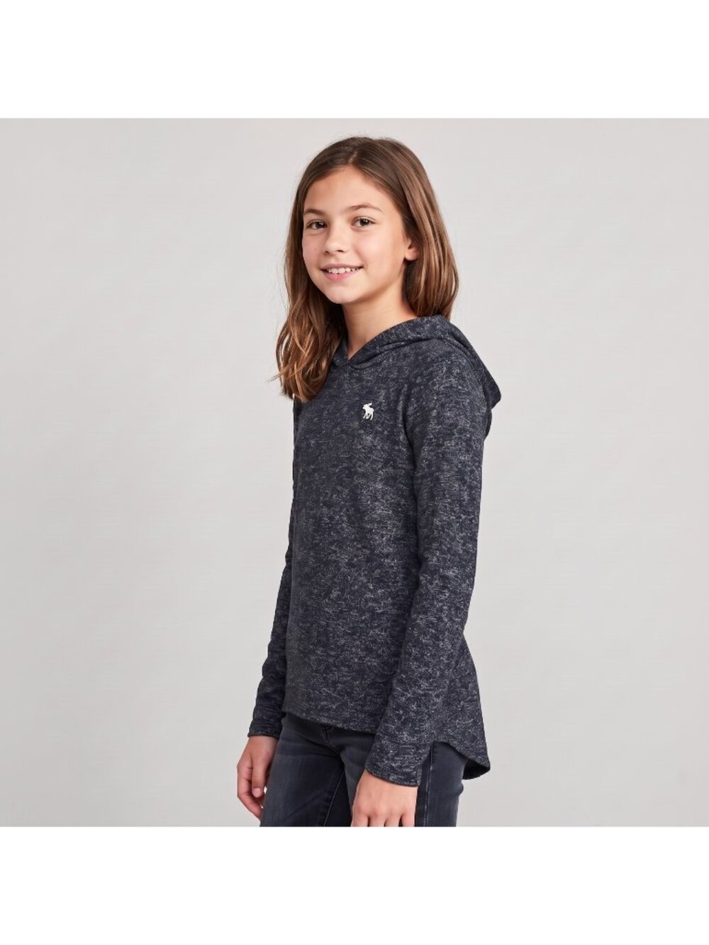 Abercrombie Kids Girl's Dark Navy Blue Split Back Hoodie Top Shirt in size 11-12